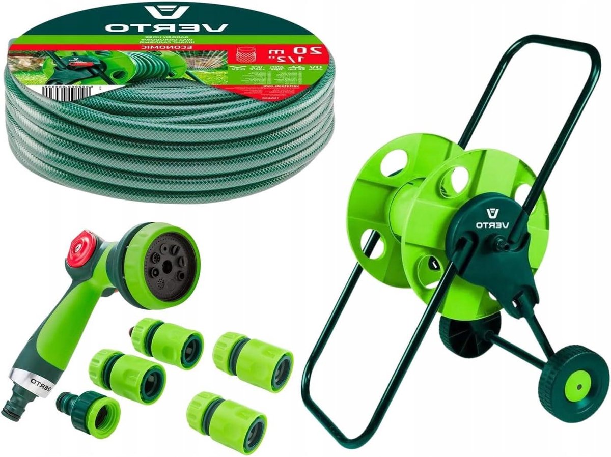 Slangwagen set - Tuin bewateren - Tuin irrigatie - Complete starterset - 20 meter slang - Groen