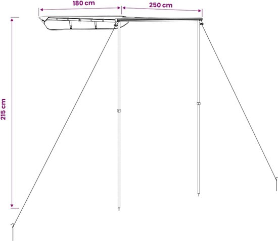 vidaXL Luifel voor camper en caravan 1.8x2.5x2.15 m beige van Vidaxl — afbeelding 2