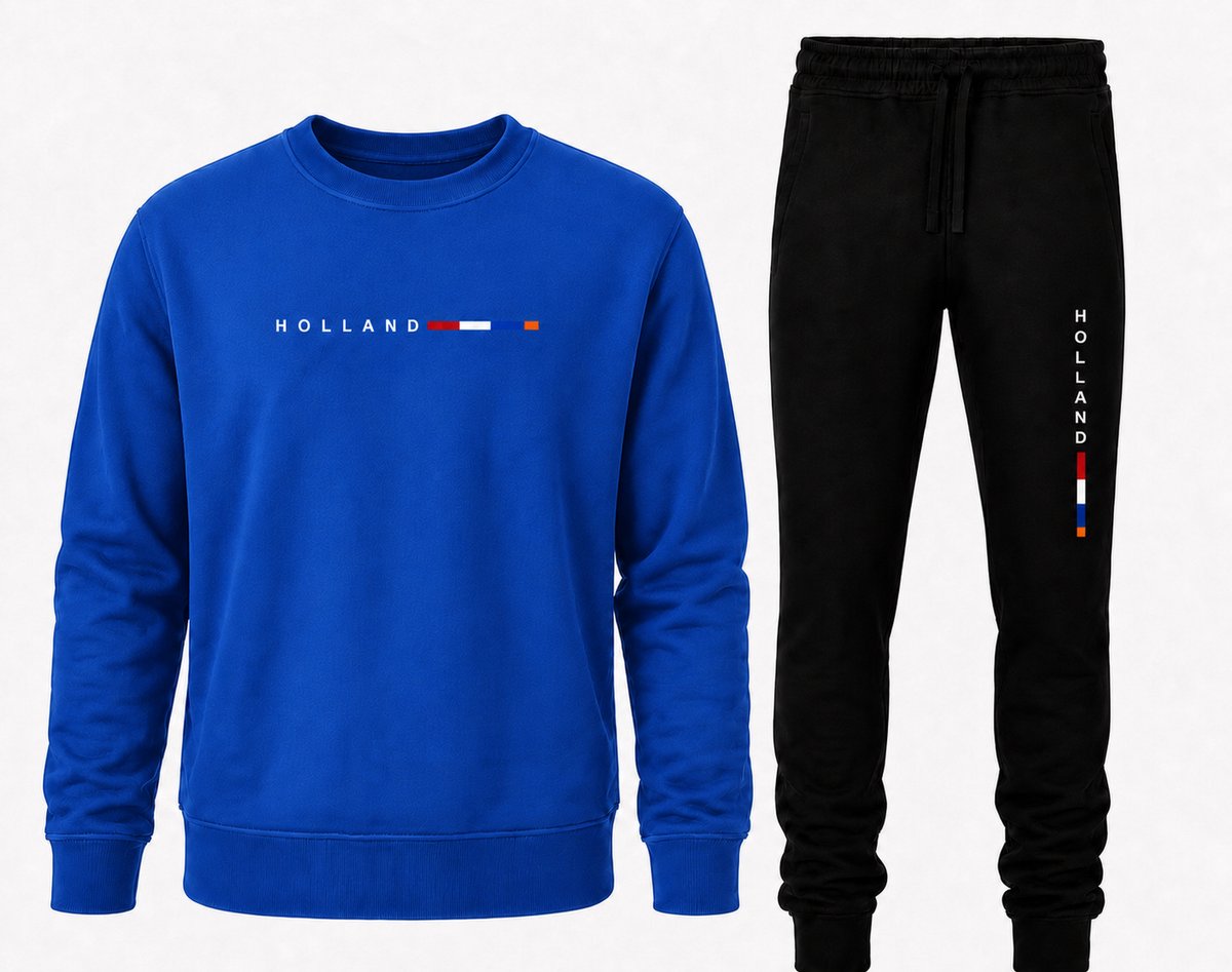 Sweater Heren met Joggingbroek – Trainingspak Heren – Joggingpak Heren – Holland - Blauw - XXL