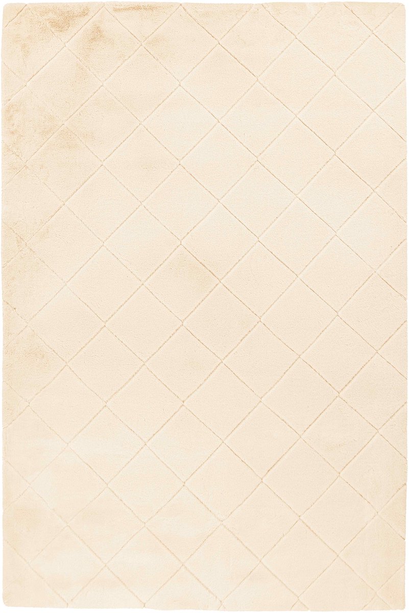 Padiro hoogpolig shaggy vloerkleed 160 x 230 cm - crème - modern geometrisch patroon - geschikt voor vloerverwarming - van polyester
