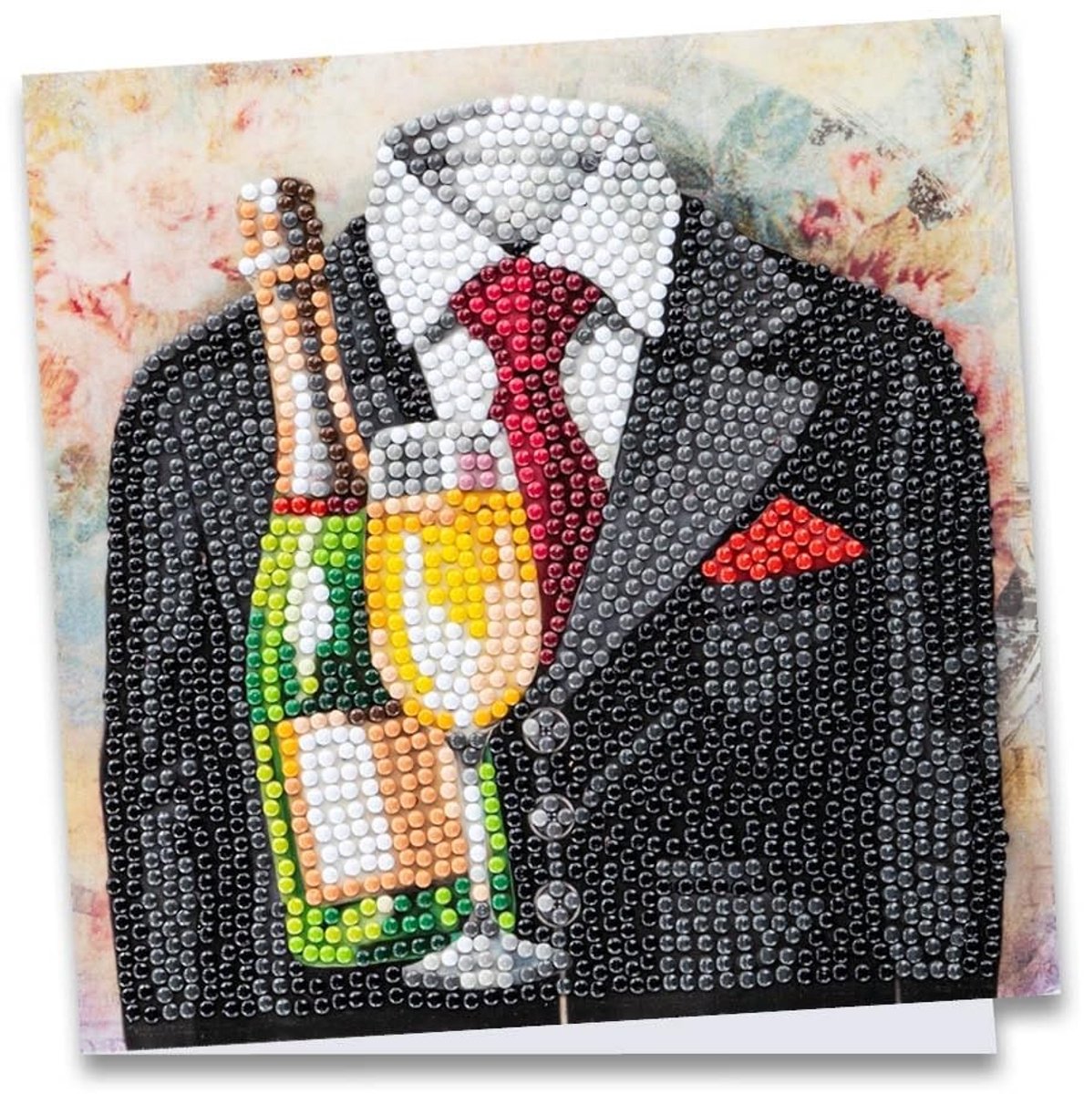 Solidchoice - Diamond Painting Wenskaart met Herenmotief en Champagne