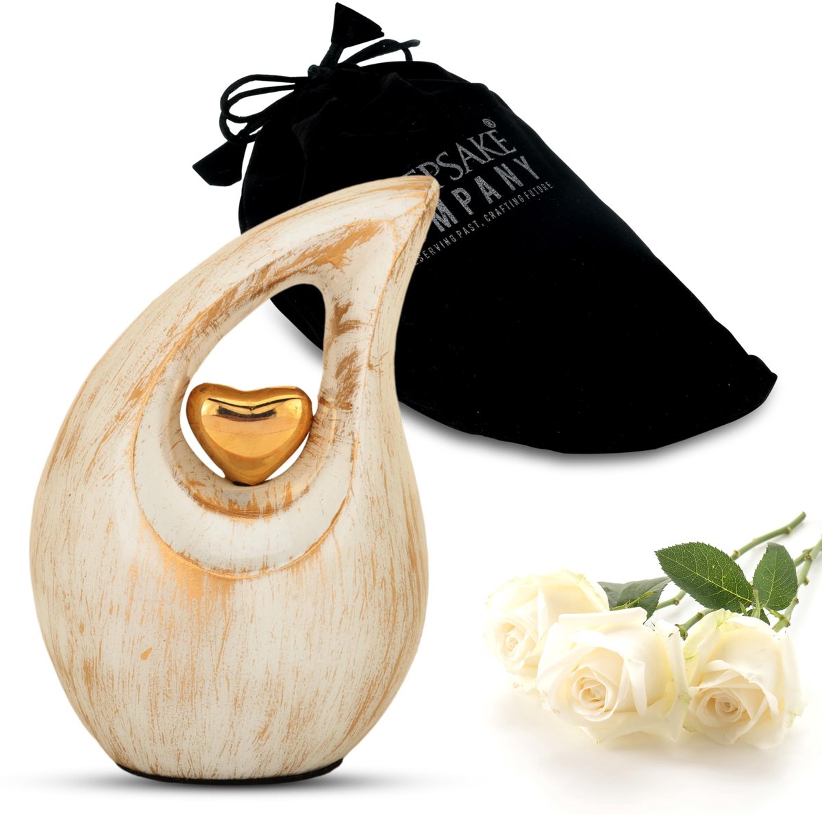 Solidchoice - Mini Druppelvormige Urn Gouden Wit