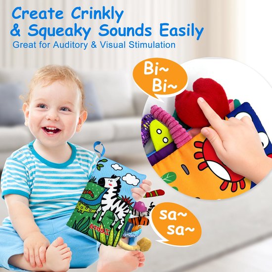 Baby boek 2 stuks - Baby boekje 0-6 maanden - Montessori activiteitenboek - Sensorisch speelgoed baby - Tummy time speelgoed voor baby's - Montessori boek — afbeelding 2