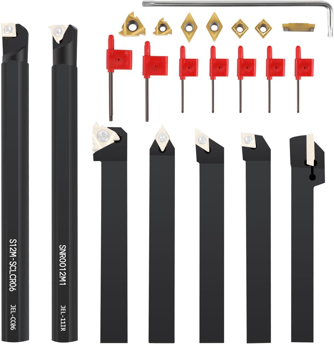 SWAWIS 21 Pieces 12 mm Rotating Swivel Carbide Inserts - Turning tool set for cutting and finishing the workpiece - ShopVlot