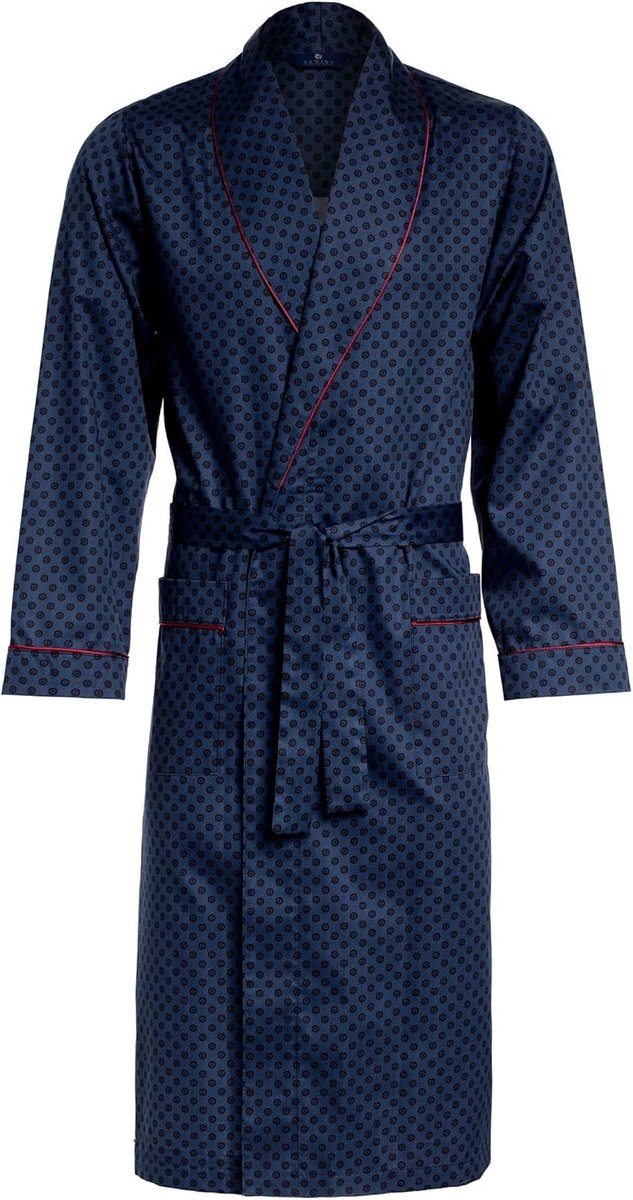 Men's Dressing Gown Revise Guido RE-504 / Elegant / 100% Cotton, Dark Blue with Dots, 5XL - ShopVlot
