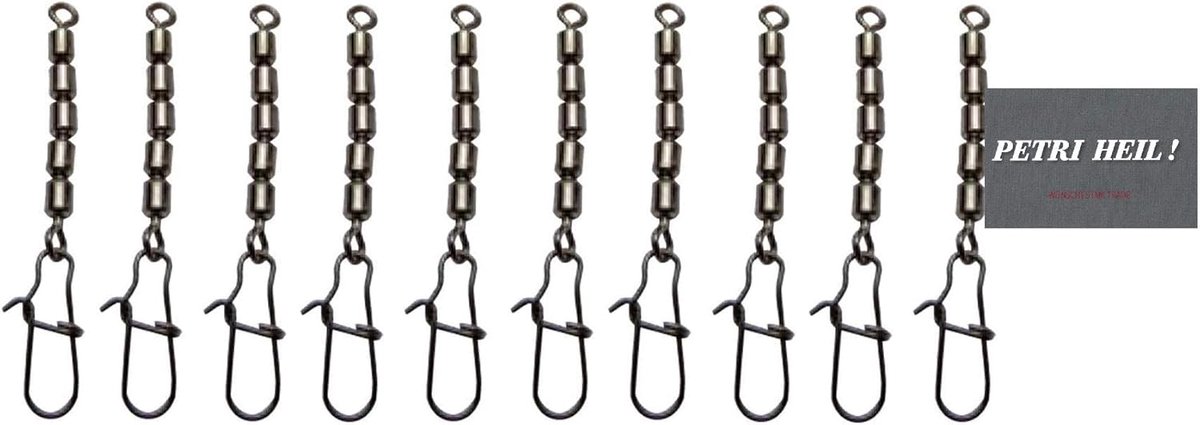 Set: 2 packs (total 10 pieces) Behr five-fold vertebrae with carabiner Snap trout vertebrae Black Nickel, size 8, 12 - ShopVlot
