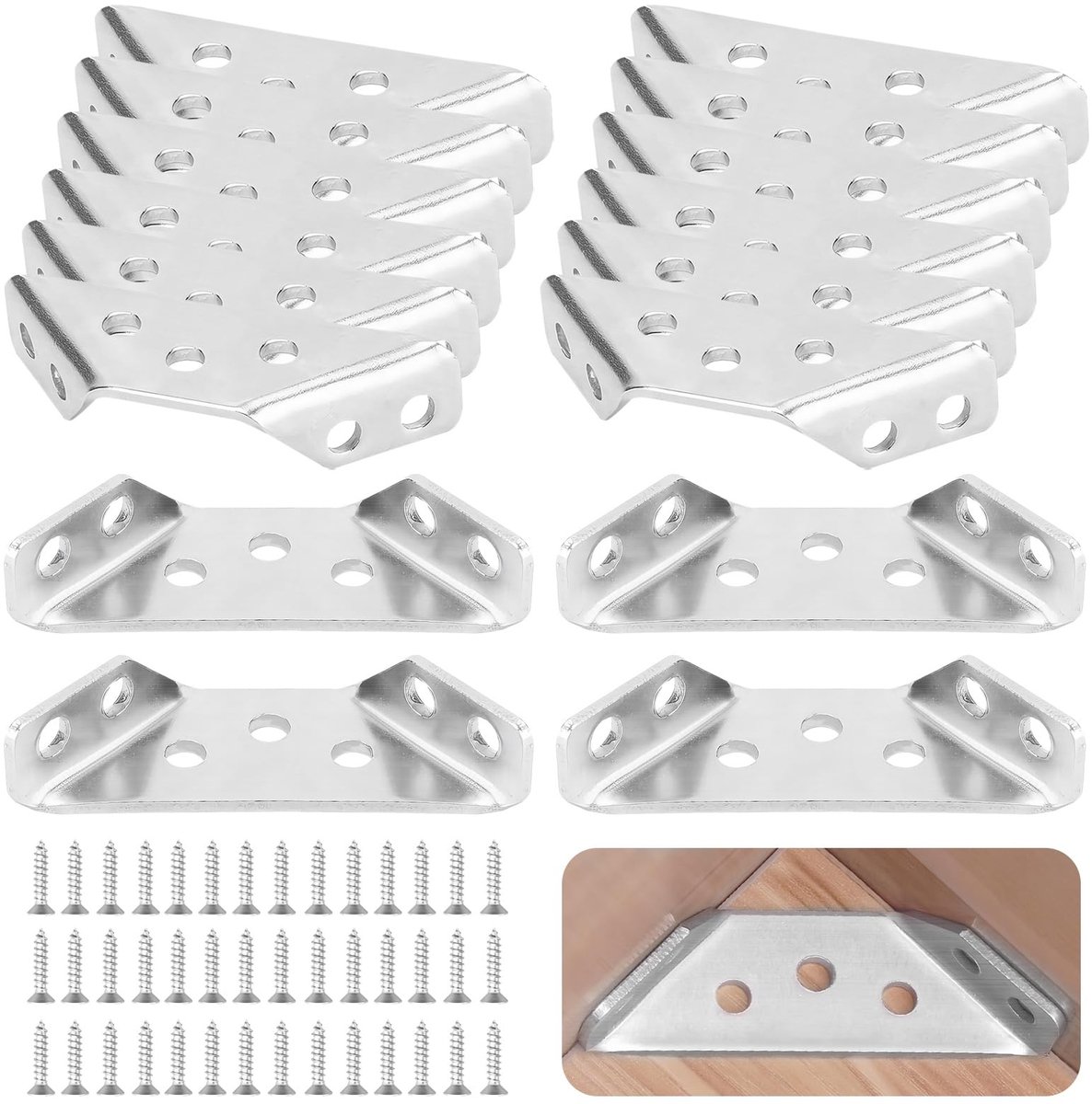 Solidchoice - 35 Stuks Universele Hoekverbinder - Roestvrij Staal voor Meubelbouw
