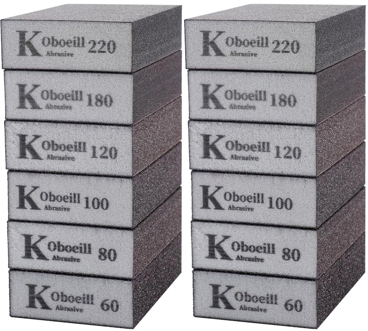 Solidchoice - Set van 12 Schuurblokken voor Diverse Materialen