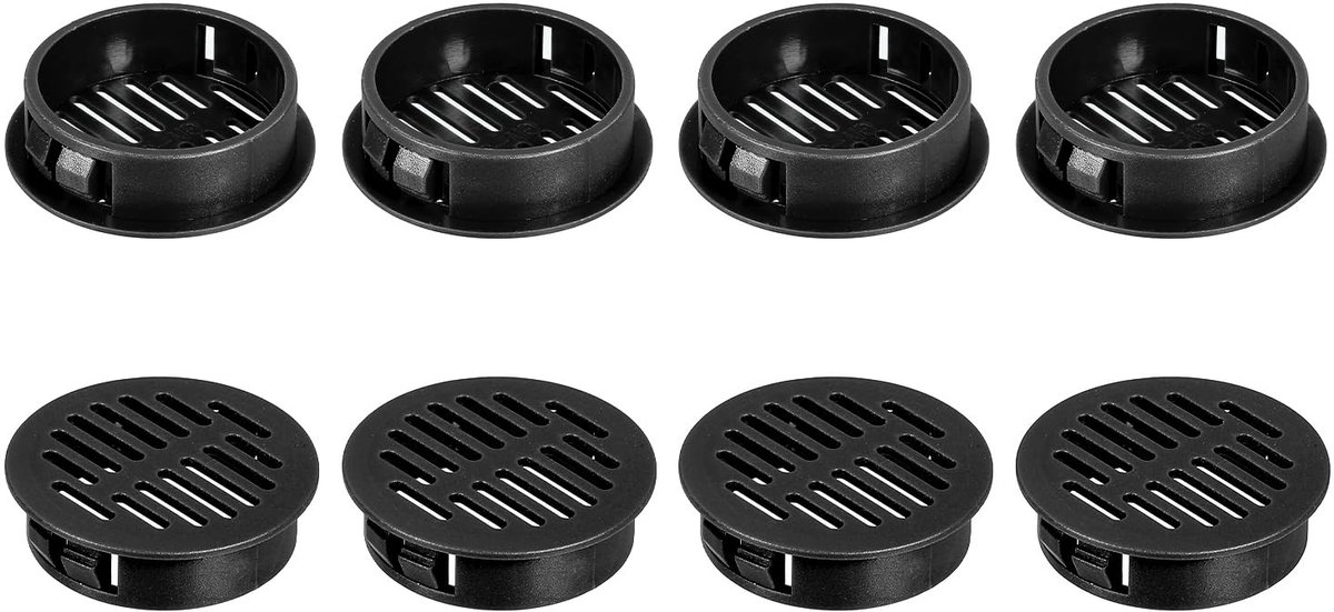 Solidchoice - Set van 8 Ventilatie Roosters Rond 35mm Zwart