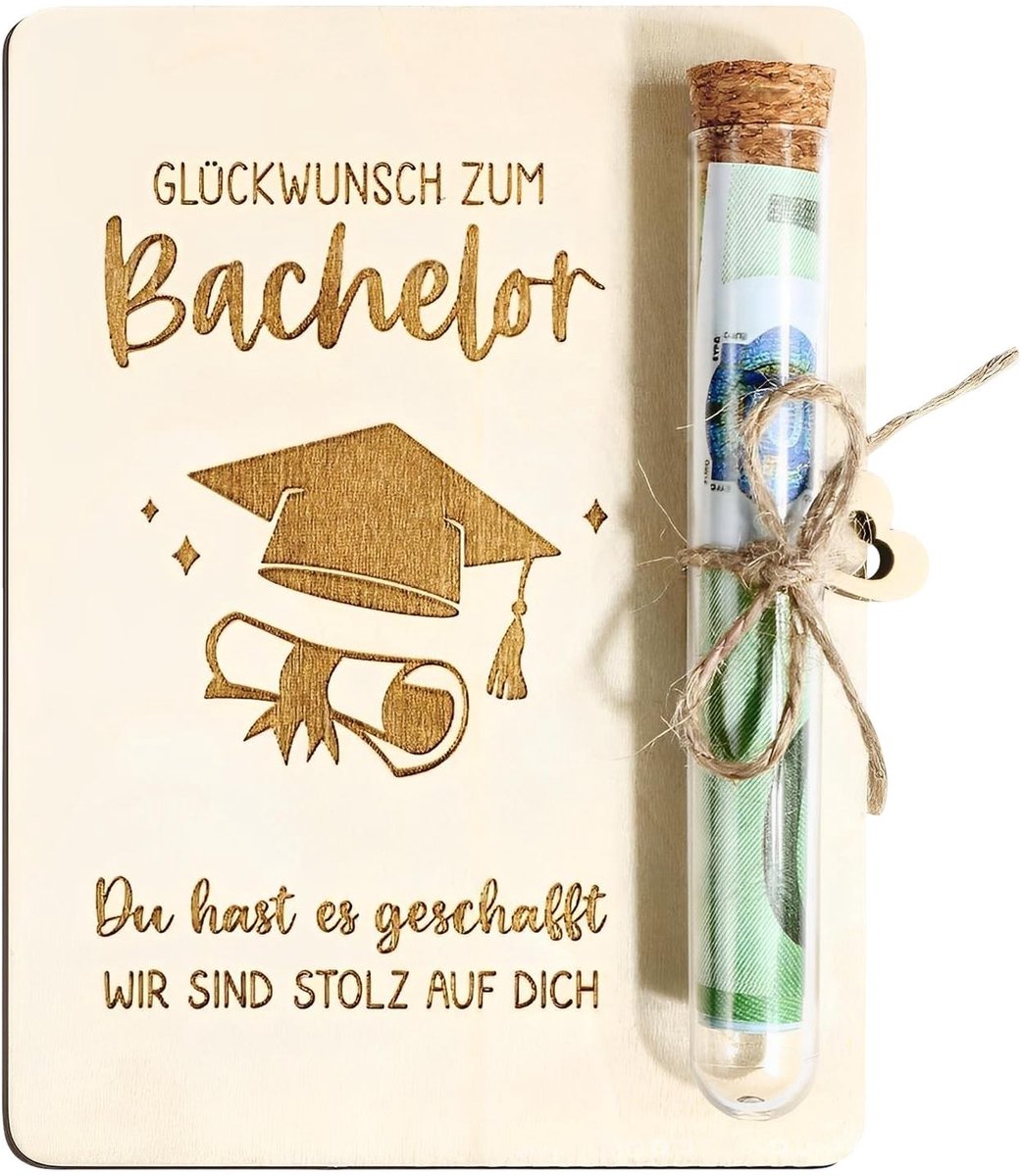Solidchoice - Cadeauverpakking voor Geldcadeaus met Reageerbuis en Henneptouw voor Verjaardag en Bruiloft