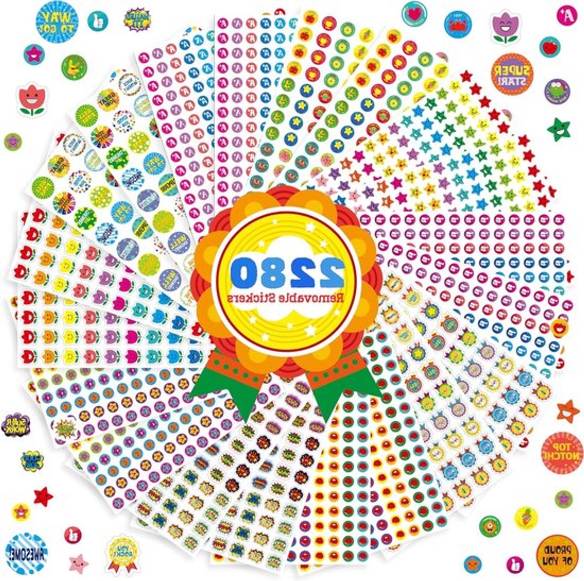 Stickers Set van 2280 Stuks voor Creatieve Projecten, Scrapbooking en Decoratie
