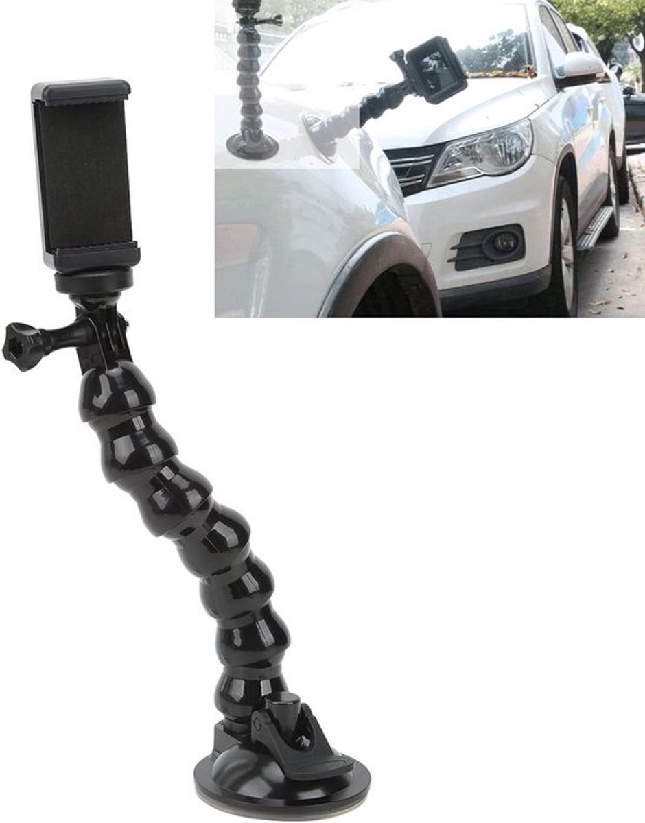 Flexibele Gooseneck Stand voor Auto, Universele Houder met Zachte Zuignap, 360 Graden Verstelbare Beugel voor Actiecamera en Smartphone