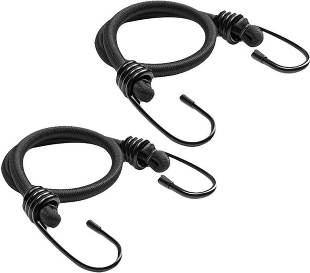 Multifunctionele Zwarte Elastische Touwen met Haken voor Kamperen, Fietstransport en Outdoor Activiteiten (8mm x 60cm)