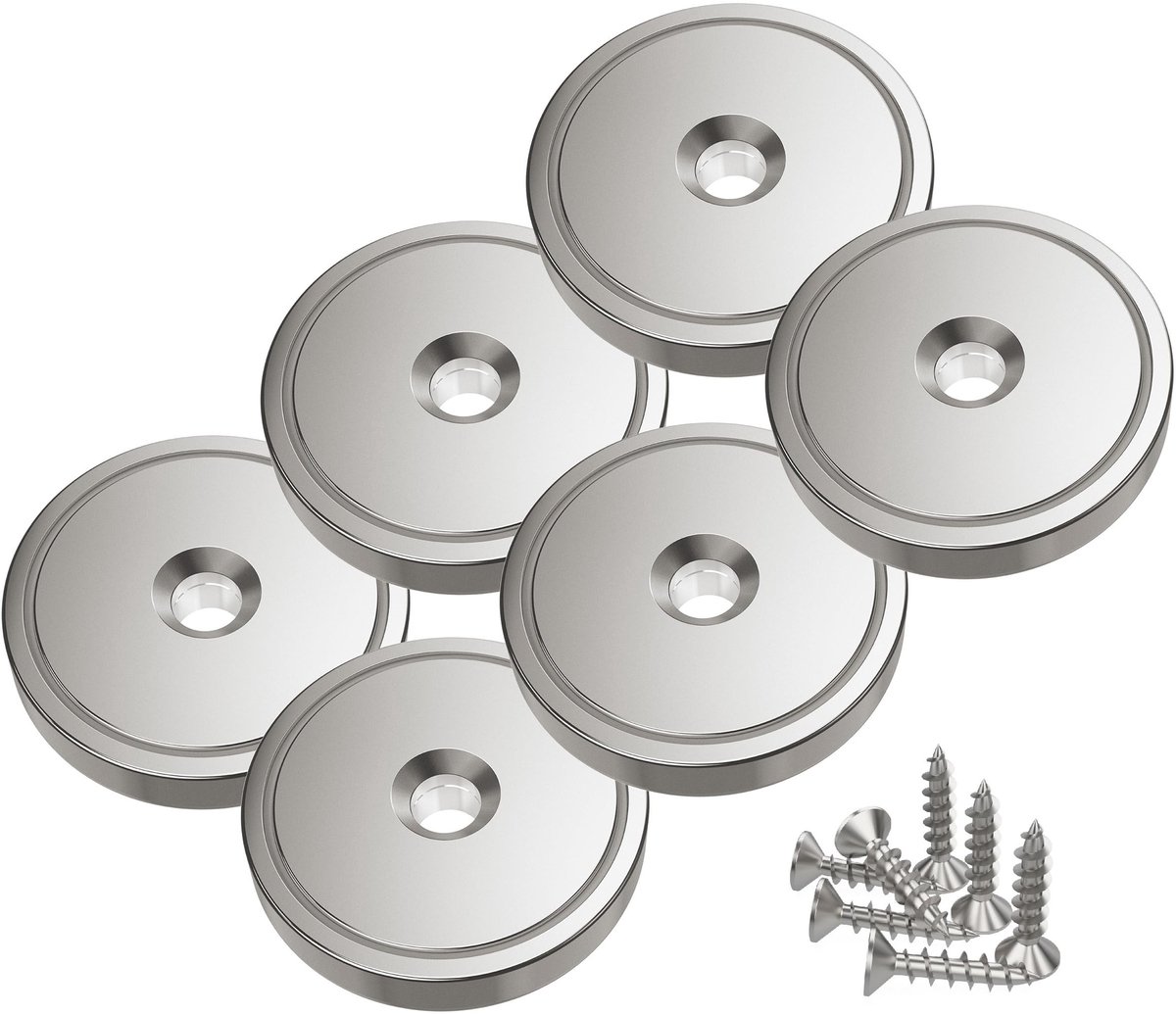 Solidchoice - 6 Stuks Sterke Schijfmagneten met Capsule, 55 kg Trekkracht