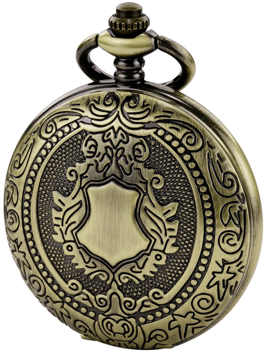 Solidchoice - Antieke Zakkenhorloge voor Mannen en Vrouwen - Skelet Mechanisch in Bronzen Behuizing
