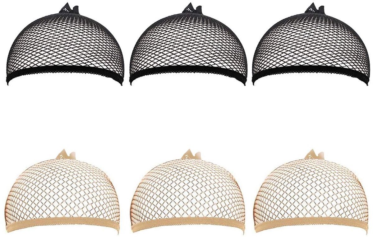 Solidchoice - Set van 6 Zwarte Mesh Haarcaps voor het Maken van Wigs