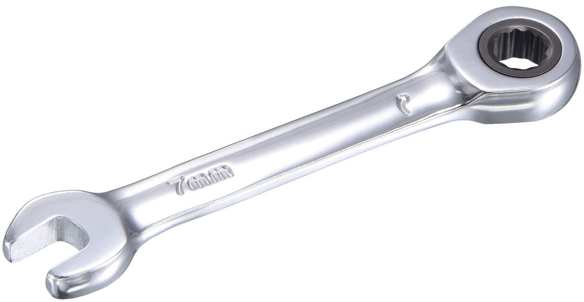 Solidchoice - 7mm Ring Steeksleutel met Korte Ratchet