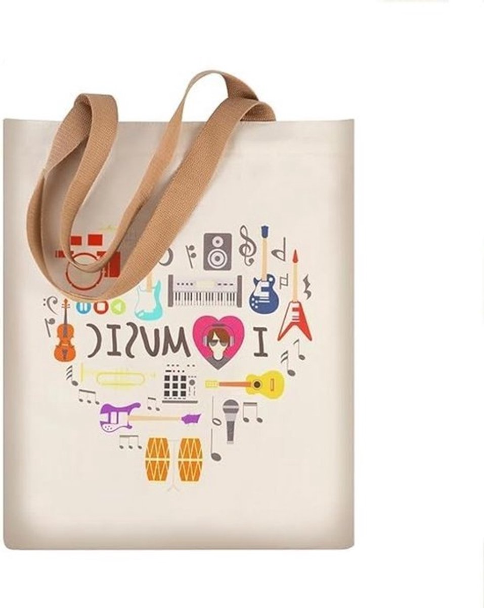 Duurzame Muziek Tote Bag voor Boodschappen, Ideaal voor Muzieklessen en Reizen met Schouderband