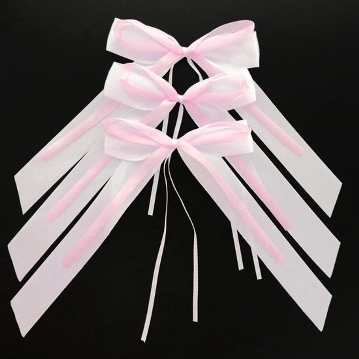 50 Stuks Witte en Roze Satijnen Auto Bogen voor Bruiloften, Feesten en Cadeauverpakking - Dubbele Laag Decoratie