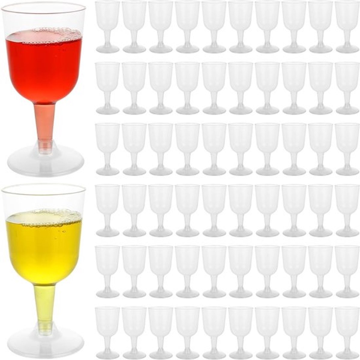 Plastic Champagneglazen Set van 96 Stuks - Herbruikbare Doorzichtige Wijnglazen voor Feesten, Bruiloften en Cocktails - 175 ml, Stapelbaar en Duurzaam