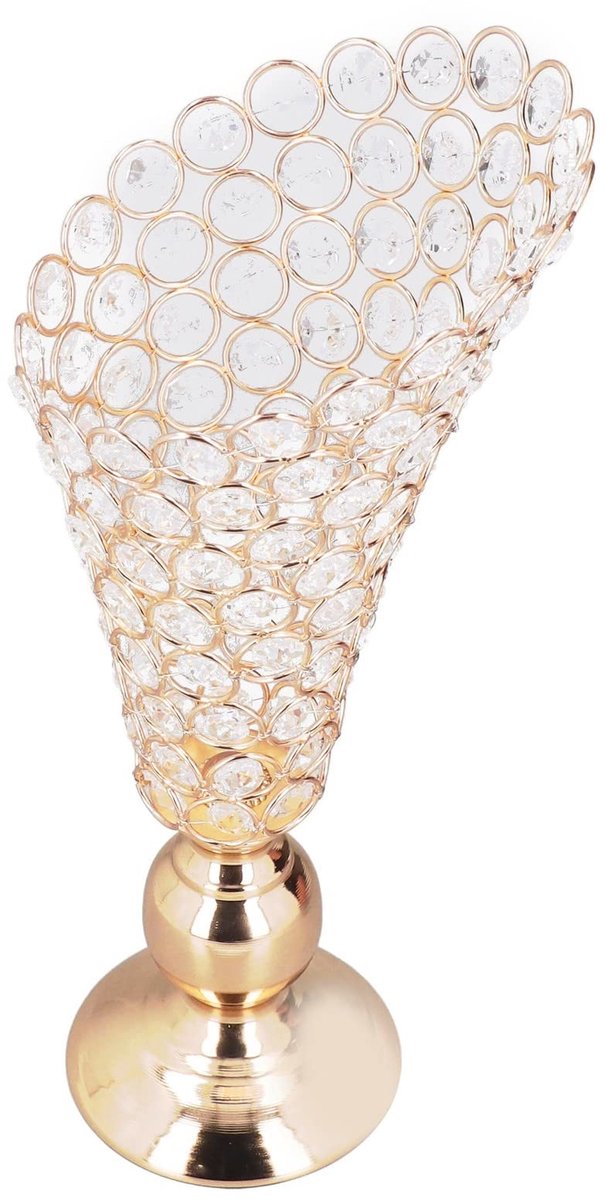 Dailygoods- Kandelaar Goud - Kristallen Kaarsenhouder - Duurzaam Materiaal - Elegante Vintage Stijl - 36 cm - Geschikt voor Woonkamer/Slaapkamer