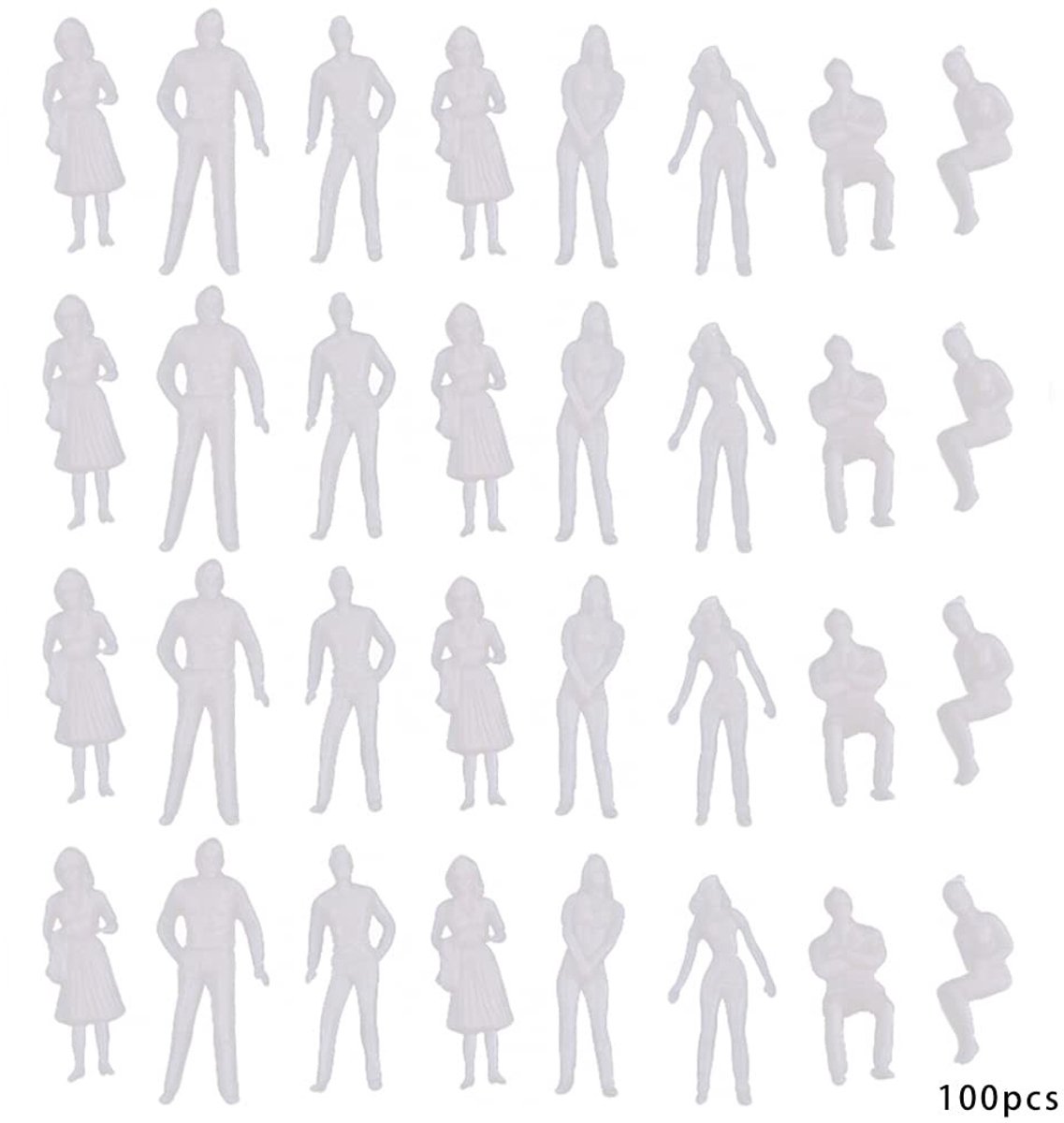 Dailygoods- Modeltrein Mensen 100 Stuks - Miniatuur Figuren - Poppetjes - Passagiers - Lichtgewicht - Duurzaam - Realistisch Ontwerp - Miniatuurfiguren