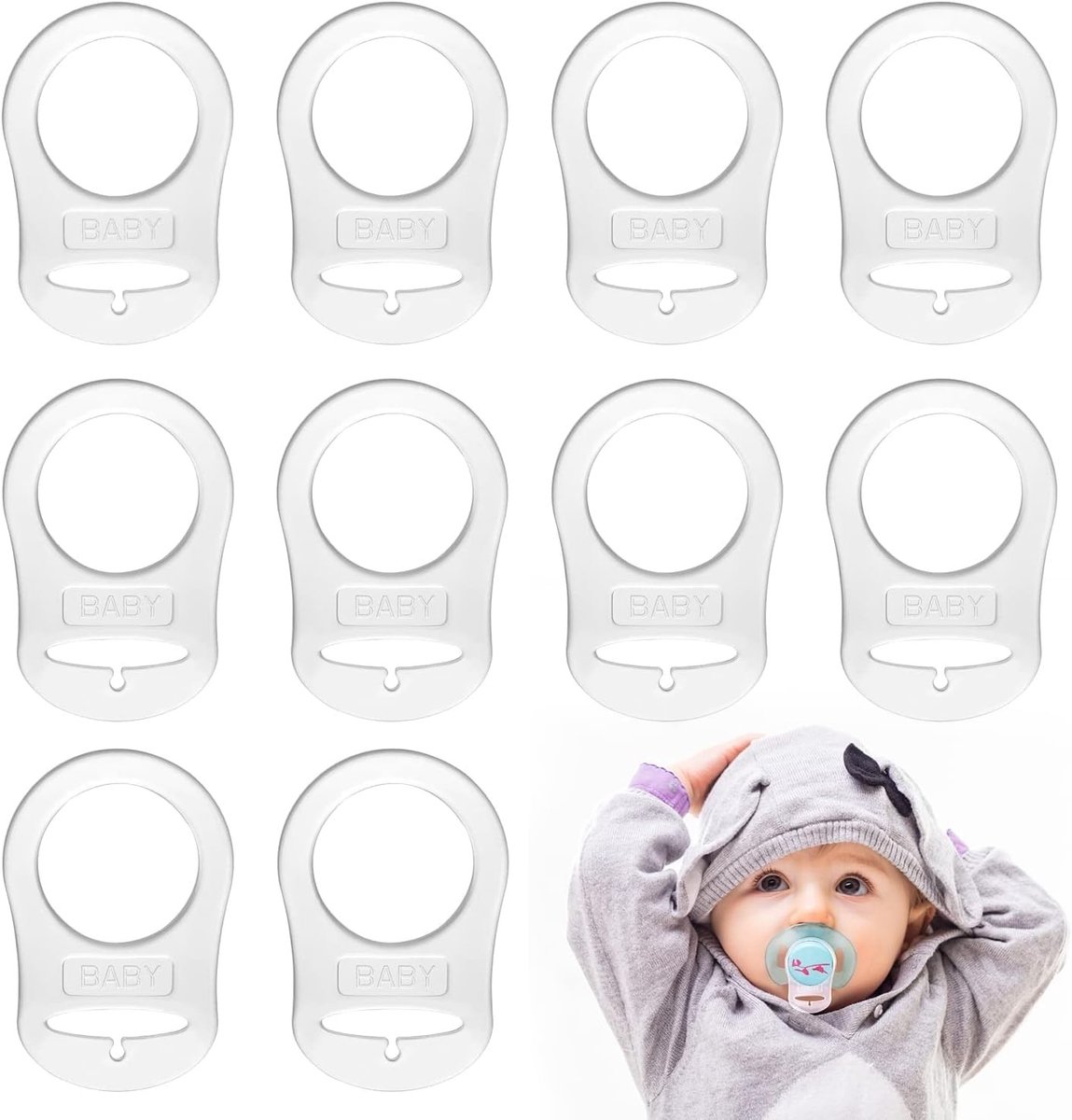 Dailygoods- Siliconen Knoopringen 12 Stuks - Fopspeenhouder - Clipadapter - Fopspeenketting - Voedselveilig Siliconen - Eenvoudig te Reinigen