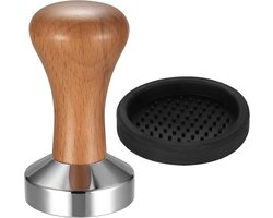 51mm koffie tamper, espresso tamper voor koffie, roestvrij staal koffiestamper, 51mm stempel stamper set met houten greep voor espressomachine, cafés en koffieliefhebbers