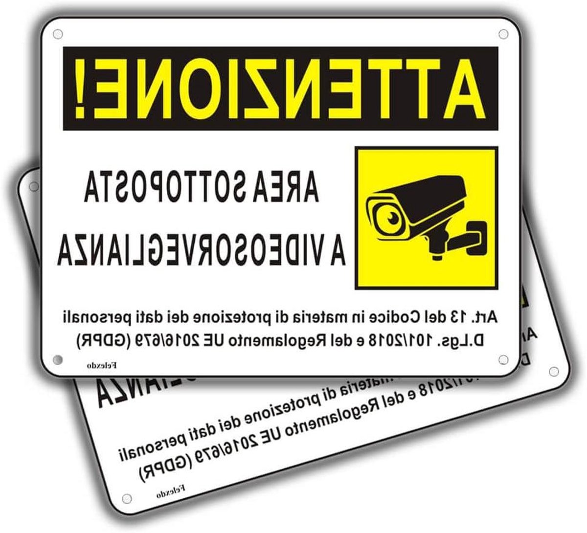 Bewakingscamera Borden - Camerabewaking Stickers - Afschrikken Indringers - Reflecterend Aluminium - 20 x 15 cm - Zilver