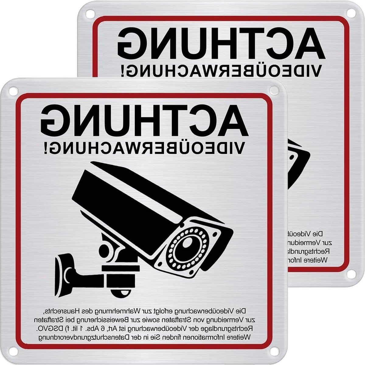 Waarschuwingsbord Camera - Bewakingssticker Beveiligingsbord - Veiligheid Verhoging - Zelfklevende Folie - 15x15 cm - Zilver en Rood