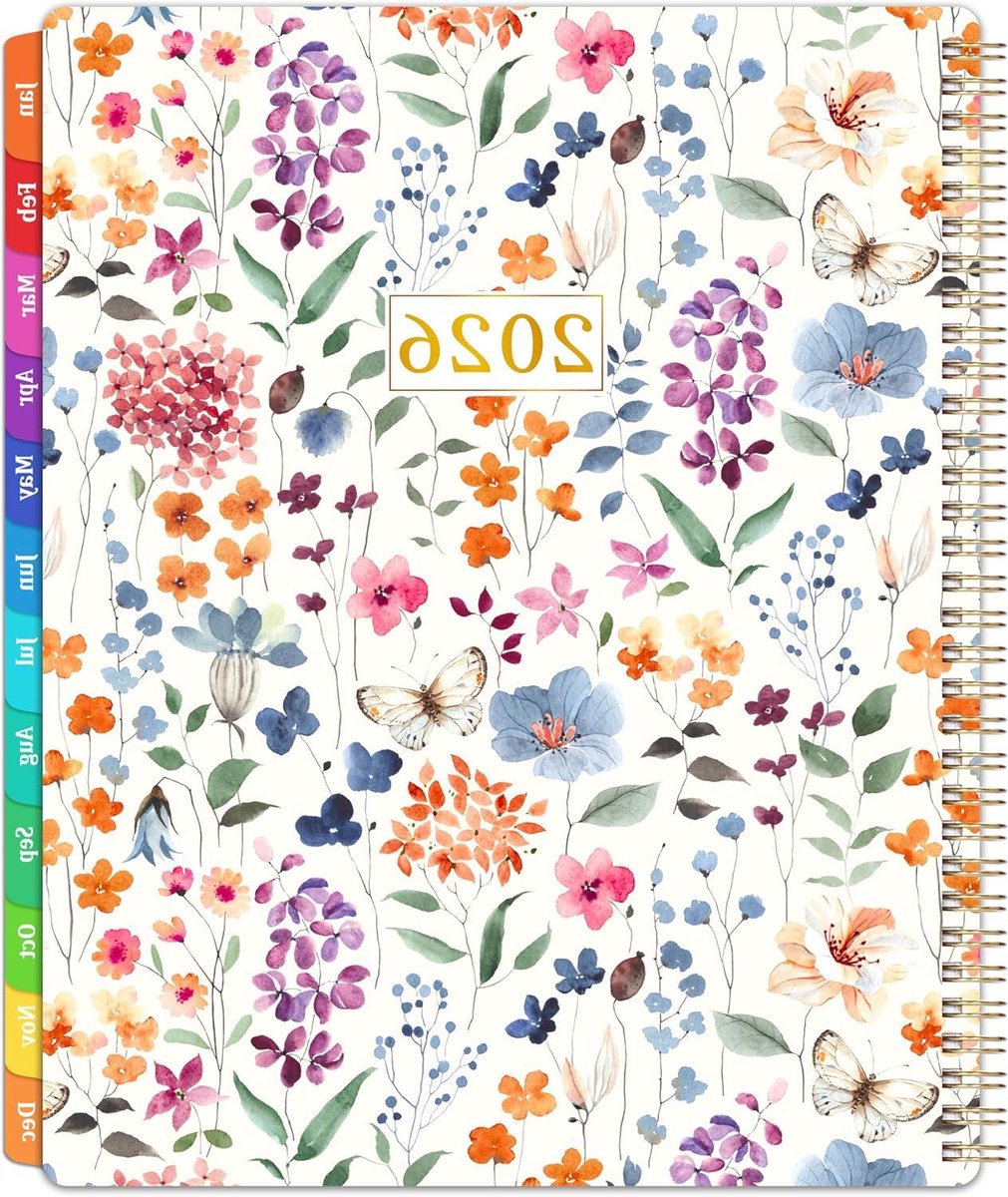 Planner 2026 - Agenda Jaarplanner - Dagelijkse Planning - Week en Maand Overzicht - 28 x 21.5 cm - Multicolor