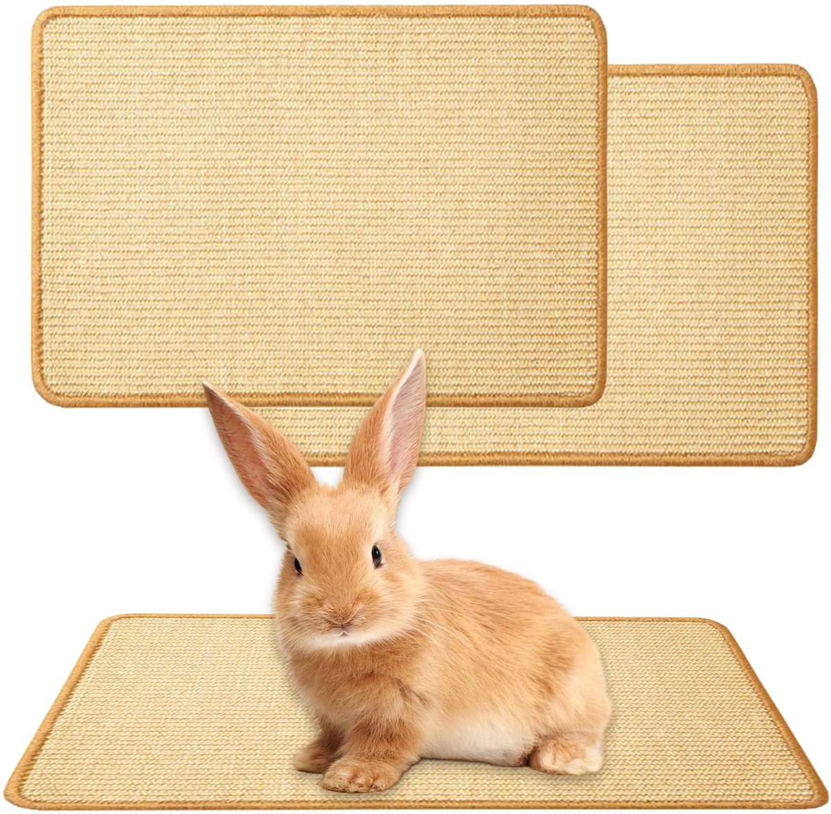 Krabmat voor konijnen, 2 stuks, 34 x 24 cm, konijnensisal, tapijt voor kooien, klauwen, tandverzorging, ademend, zelfklevend, voor konijnen, katten, kleine dieren