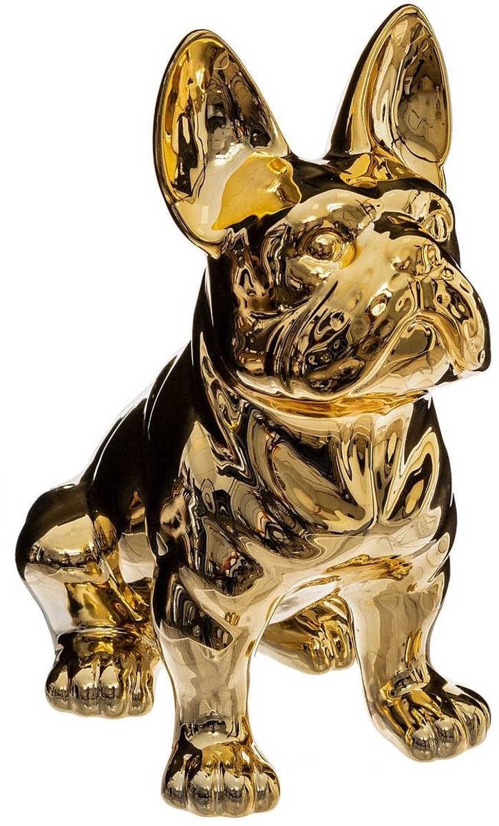 decoratief object bulldog, keramiek, goudkleurig, H 22 cm