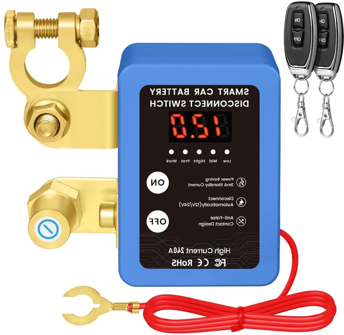 Batterijscheidingsschakelaar - Accu Kill Switch - Voertuig Beschermen - Draadloze Afstandsbediening - 240 A - Blauw