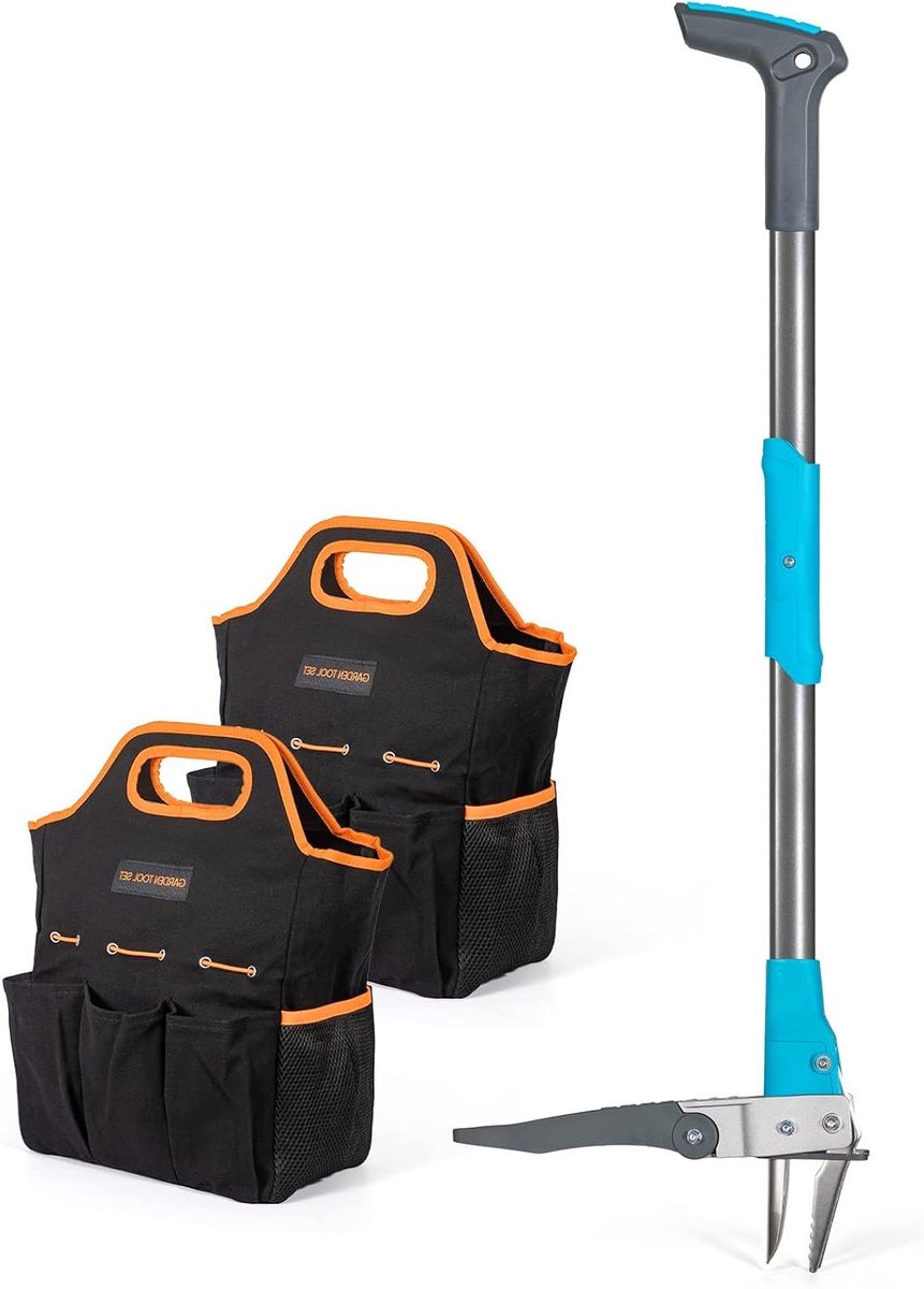 Wegwerper Tool - Onkruidsteker Staand - Tuinieren Zonder Buigen - Drievoudig Klauwontwerp - 102 cm - Blauw