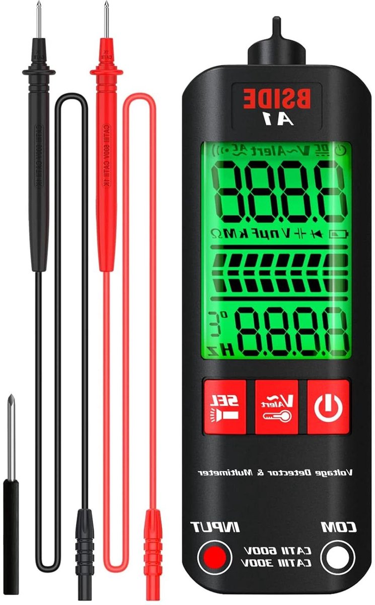 Digitale Multimeter - Spanningszoeker Tester - Elektrische Metingen - Dubbele Meetmodus - 2000 Tellingen - Zwart