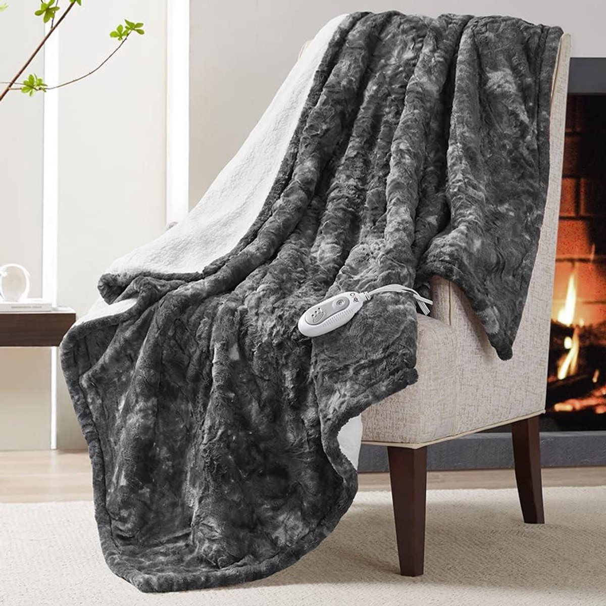 Verwarmde Plaid - Deken - Ontspannen - Dubbelzijdig - 152x152 cm - Donkergrijs
