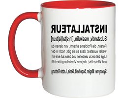 Koffiemok Installateur - Theekop Cadeau - Koffie Drinken - Vaatwasmachinebestendig - 330 ml - Wit-Rood