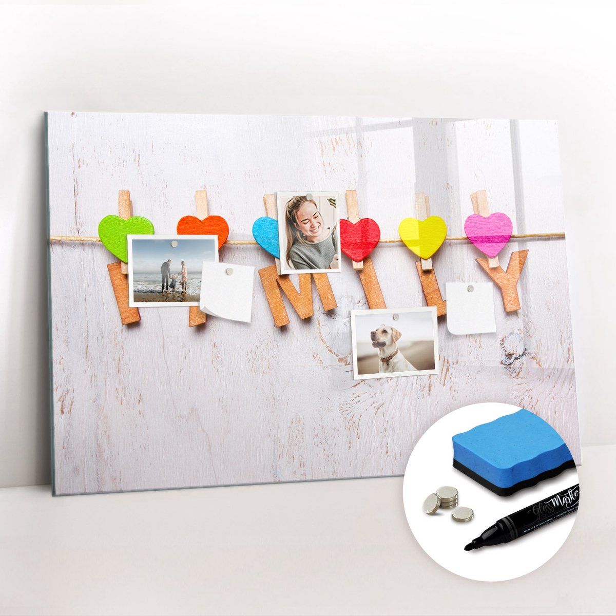 Tulup Whitebord - Inscriptie familie eetkamer - 90 x 60 cm - Veelkleurig Foto Magneetbord - Gratis 5 Sterke Magneten + Whiteboard Marker & Wisser - Industrieel Wandbord - Magneetbord Design - Productiviteit Tools