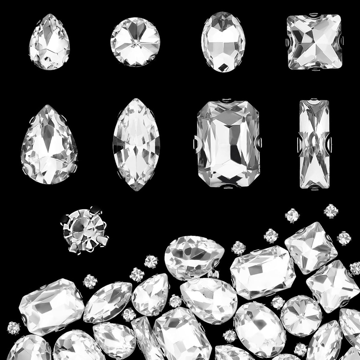 240 strasssteentjes om op te naaien, glitterstenen, platte achterkant, kristal, edelstenen, diamanten, kleding, doe-het-zelf, bruiloftsjurk