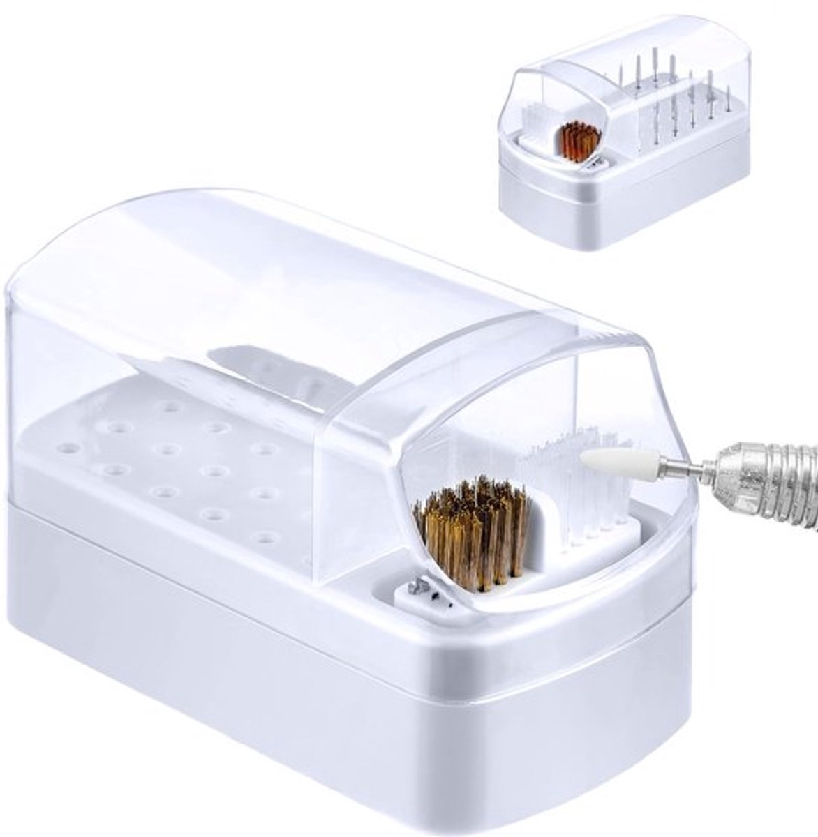 Allecto - Nagelboorhouder - 2-in-1 Organizer - Stofdicht - Wit