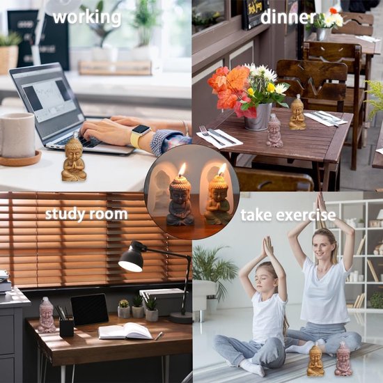 2 stuks siliconen Boeddha-vormen, 3D-boeddha-kaarsvorm, Boeddha-kaars, 3D-siliconen vorm in Boeddhavorm, voor handgemaakte zeep, kaarsen en ijs — afbeelding 3