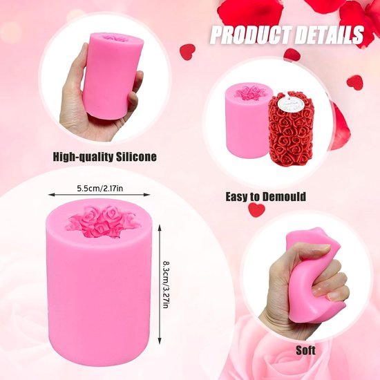 Siliconen Vorm Rozen Kaars Mal 3d Rozen Bloemen Gietkaars Mallen Siliconen Bloemen Gietmal Zeepvorm Diy Gieten Kaarsvorm Chocolade Fondant Taart Vorm — afbeelding 2