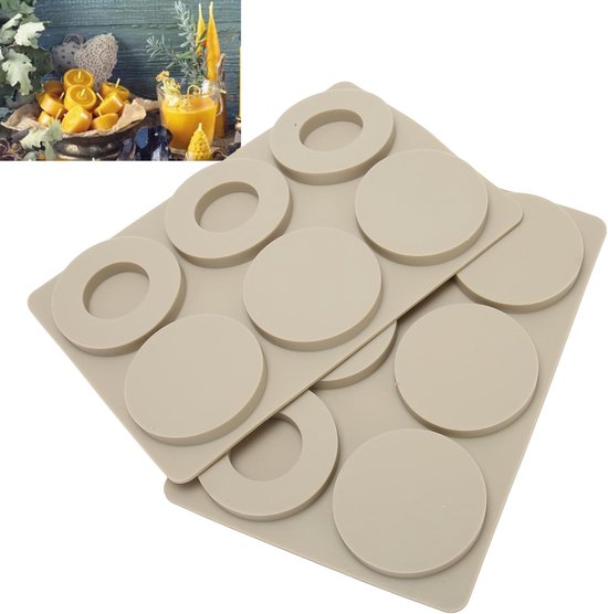 2 Pack 6-holte ronde siliconen mal met hangende gat kaars zeephars - Opknoping Gat Mould Non-Stick Hittebestendige Siliconen Mallen Voor DIY Aroma Kaarsen Handgemaakte Zeep Sleutelhangers — afbeelding 5