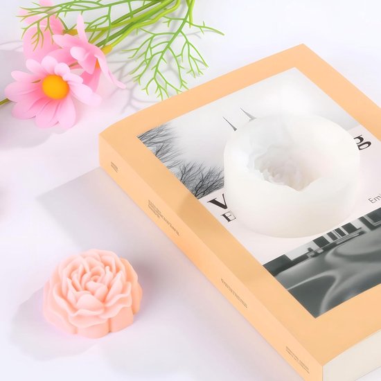 3 stuks siliconen kaarsvormen bloemen, pioenroos, roos, madeliefje kaarsvorm, siliconen vorm kaarsen bloemen voor DIY productie kaarsen zeep gips hars handwerk — afbeelding 4