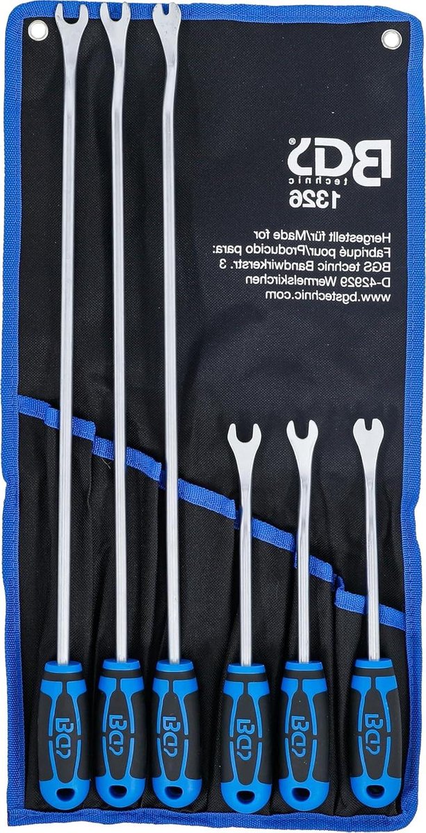 Demontagegereedschap Bekledingsclips - Interieur Tool Kit - Auto Interieur Reinigen - 3 Verschillende Maten - 235 en 495 mm - Zilver/Zwart