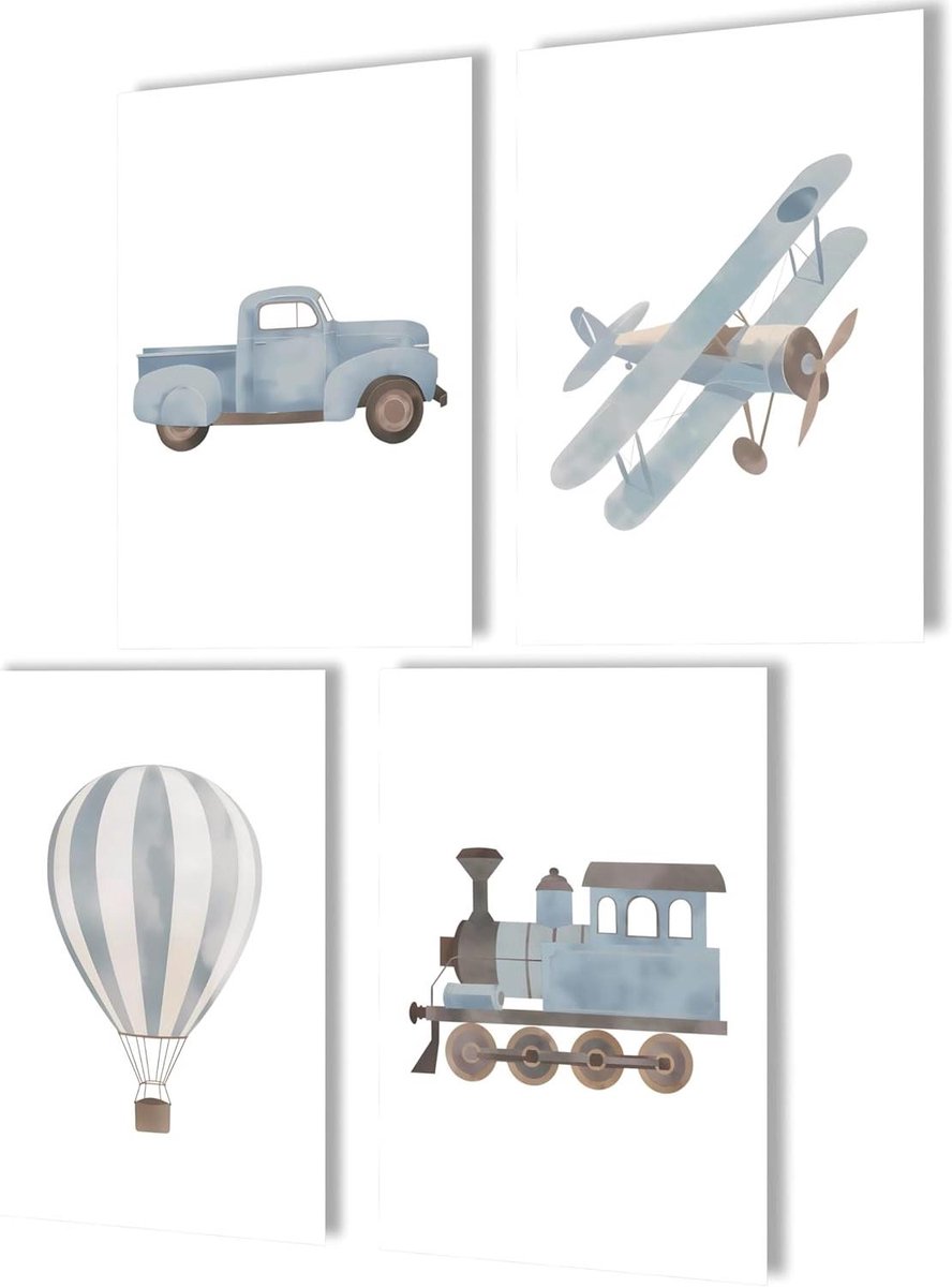 Kinderkamer Posters - Wandafbeeldingen Babykamer - Muren Decoreren - Creatief Kinderdesign - 4 x A4 - Multicolor