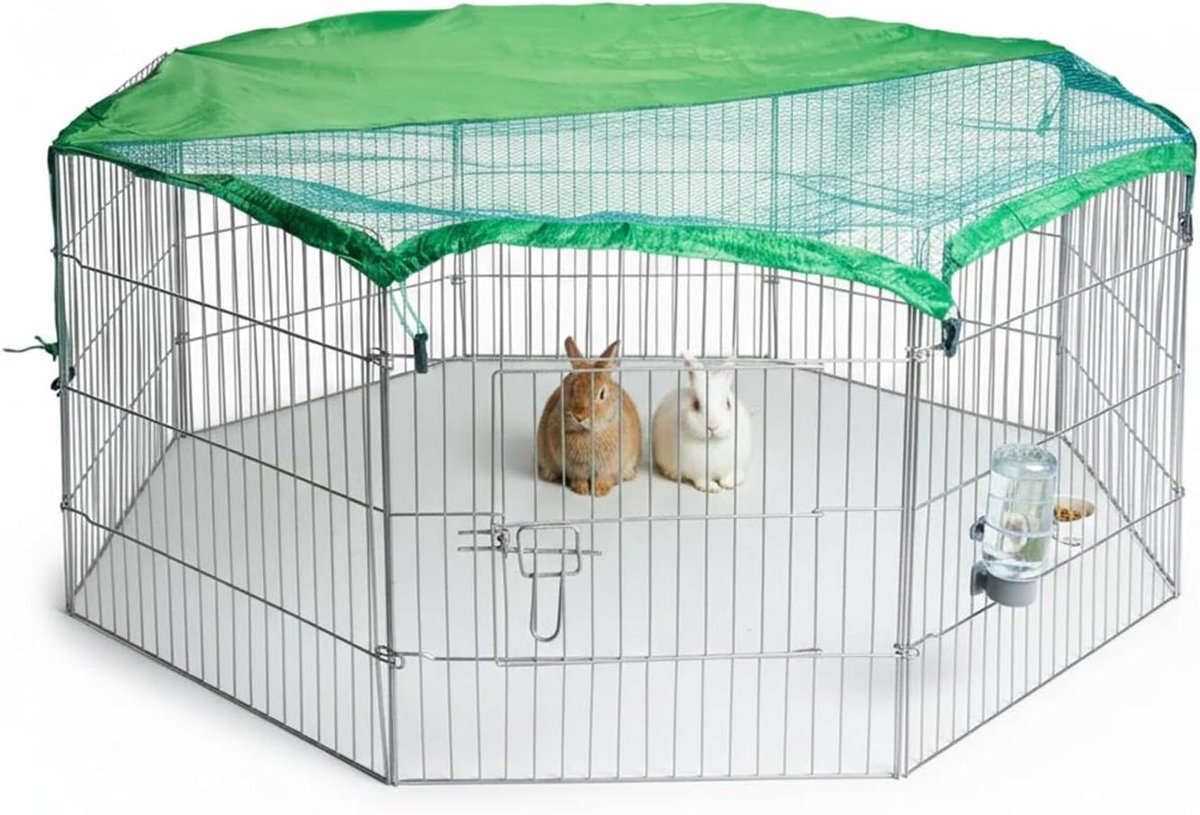 Hondenren Buiten - Dierenverblijf Panelen - Huisdieren Verblijf - Modulair Ontwerp - 8 Panelen 60x60cm - Zwart