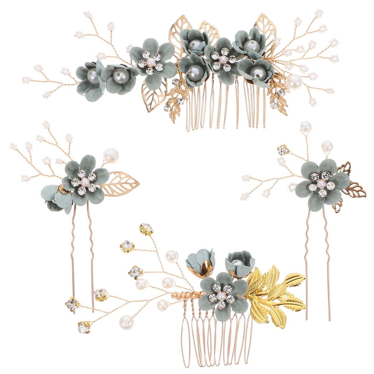 Haarkam voor bruid en bruid, haarsieraad, strass, ssieraden, kam haarspeld voor de, smeisjes, groene bloem