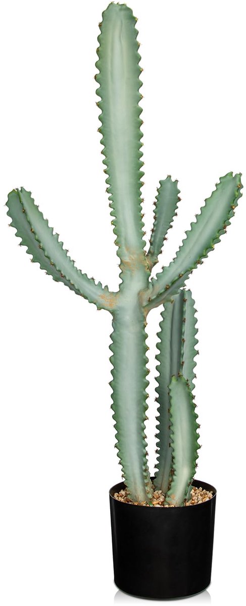 90 cm kunstplant, cactusplanten, grote kunstplant, groot, in pot, planten, decoratie, euphorbia, accruensis, cactus, kunstmatige cactus voor thuis, tuin, kantoor, decoratie, housewarmingscadeau, wit